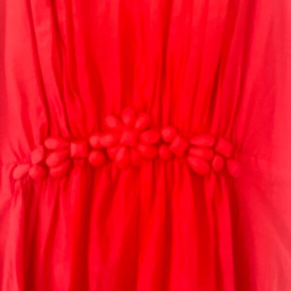 Esley Orange Silk Blend Open Shoulder A-Line Dress - Picture 4 of 10